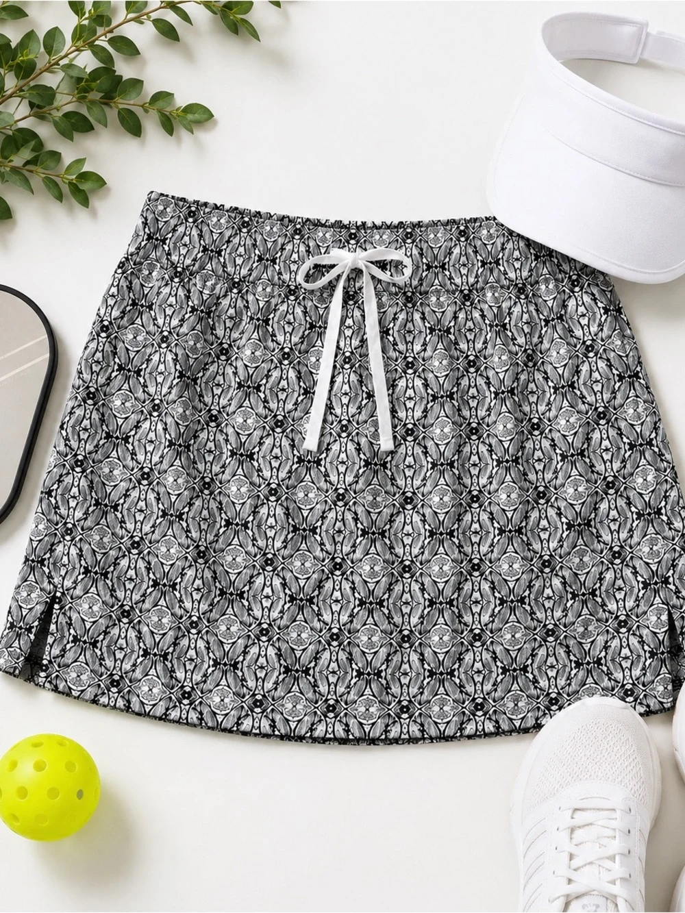 Croft & Barrow XL Black White Print Skort Golf Tennis Pickleball Athletic